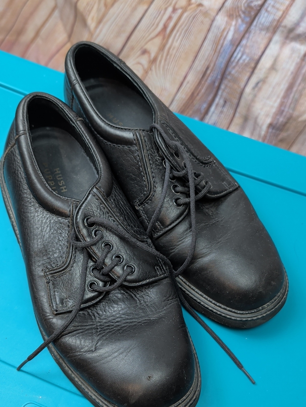 Hush Puppies Men's Black Leather Lace-Up Shoes Size 11